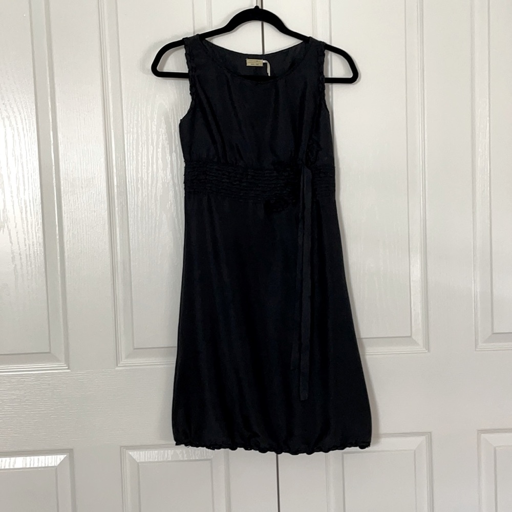 Max studio black silk mini dress with side zip XS